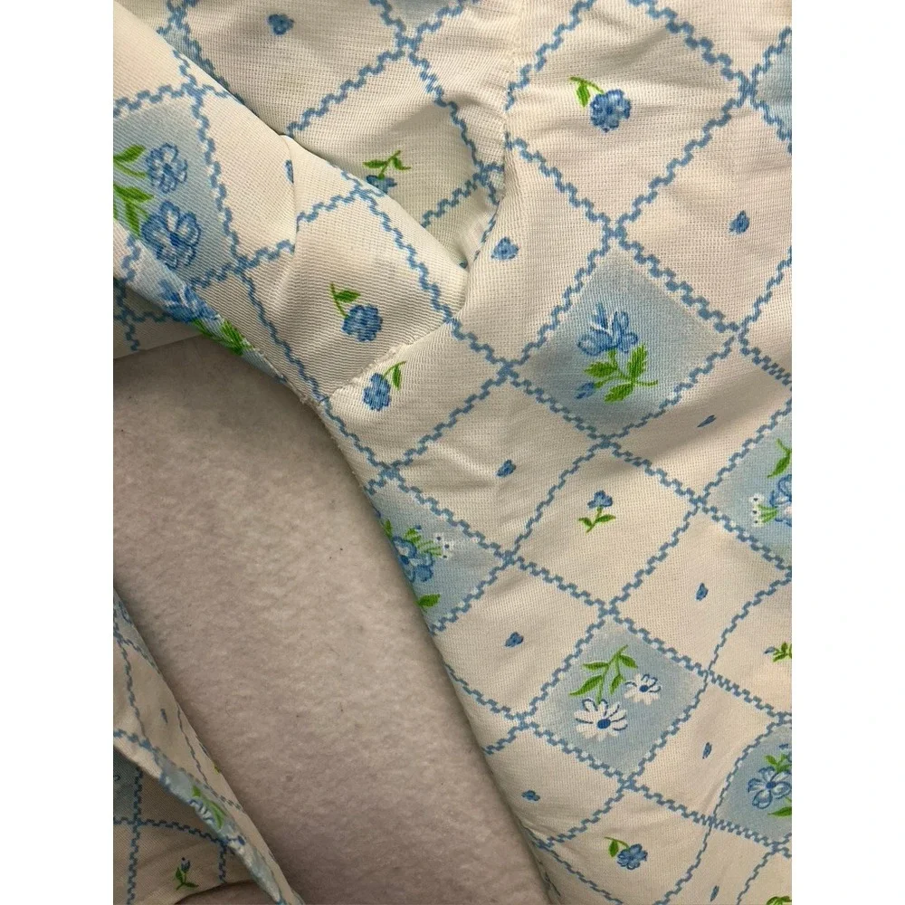 Vintage Pajamas Kids Size 8 Blue White Floral Lace Ruffle 70s Sleepwear‎ Set